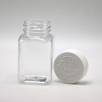 Cor personalizada 100ml PET Quadrado Jar Transparente com Vários Caps por Chinese Pharmaceutical Company