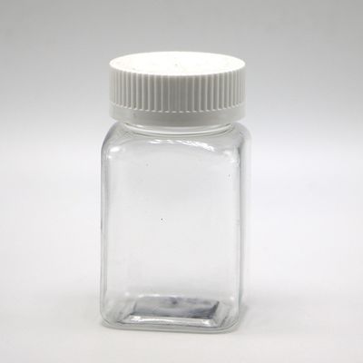 Cor personalizada 100ml PET Quadrado Jar Transparente com Vários Caps por Chinese Pharmaceutical Company