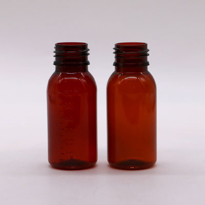 60 ml Ambar Redondo Farmácia Prescrição PET Medicamento Líquido Container Escalado com Cobertura