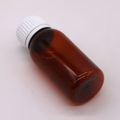 60 ml Ambar Redondo Farmácia Prescrição PET Medicamento Líquido Container Escalado com Cobertura