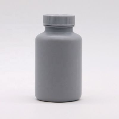 Garrafa de plástico cinza prateado de 200 ml de HDPE para embalagens de medicamentos sólidos personalizáveis