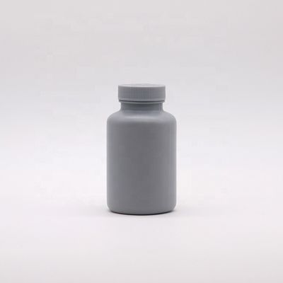 Garrafa de plástico cinza prateado de 200 ml de HDPE para embalagens de medicamentos sólidos personalizáveis
