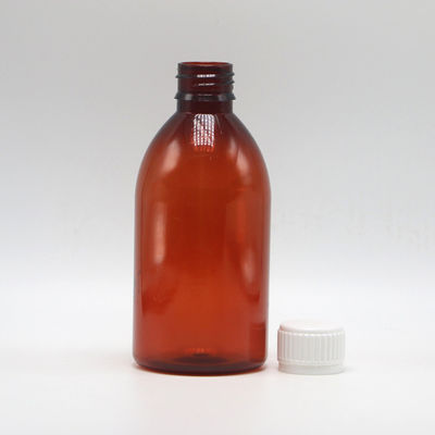 250 ml de Ambar Redondo Prescrição Farmácia PET Medicamento Líquido Container em Escala com Cobertura