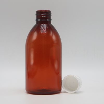 250 ml de Ambar Redondo Prescrição Farmácia PET Medicamento Líquido Container em Escala com Cobertura