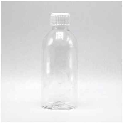 250 ml de Ambar Redondo Prescrição Farmácia PET Medicamento Líquido Container em Escala com Cobertura