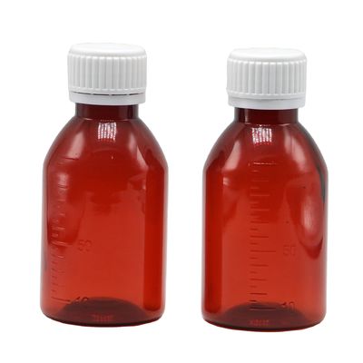 Logotipo personalizado Botão de xarope para tosse PET de 100 ml de grau farmacêutico com tampa de parafuso