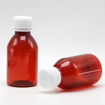 Logotipo personalizado Botão de xarope para tosse PET de 100 ml de grau farmacêutico com tampa de parafuso