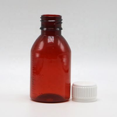 Logotipo personalizado Botão de xarope para tosse PET de 100 ml de grau farmacêutico com tampa de parafuso