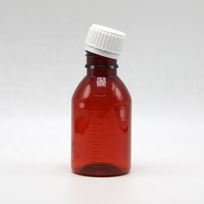Logotipo personalizado Botão de xarope para tosse PET de 100 ml de grau farmacêutico com tampa de parafuso