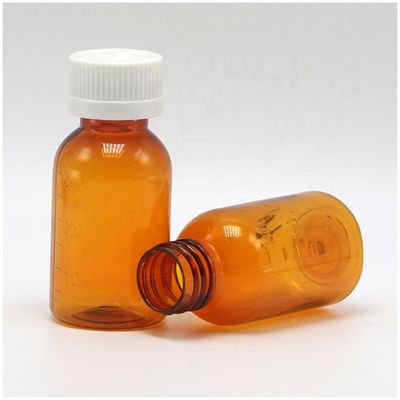 Óleo de tabaco de alta qualidade 30 ml PET Ambar Sirupa de plástico líquido com tampa de parafuso