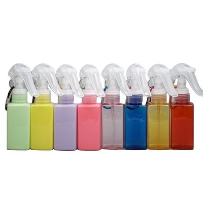 Impressora de tela 100ml PET Fota de pulverização de gatilho de forma quadrada com gancho mental portátil