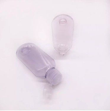 Container de lavagem de mãos PET de 50 mL transparente, portátil, recarregável e vazio, frasco de viagem com gancho
