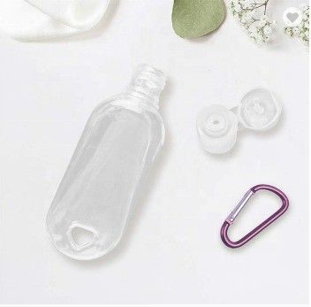 Container de lavagem de mãos PET de 50 mL transparente, portátil, recarregável e vazio, frasco de viagem com gancho