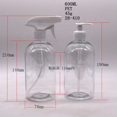 600mL 20OZ PET Spray Flask Boston Redondo Plástico Pompas de Cor Personalizadas gatilho Spray Bottle de Desinfetante de Mãos