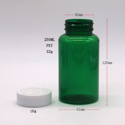 Capacetes resistentes a crianças Recipientes de pílulas PET para Farmácia Medicina Organização 250mL