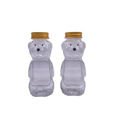 Garrafa de bebidas de plástico de 200 ml em forma de urso com tampa de parafuso de alumínio