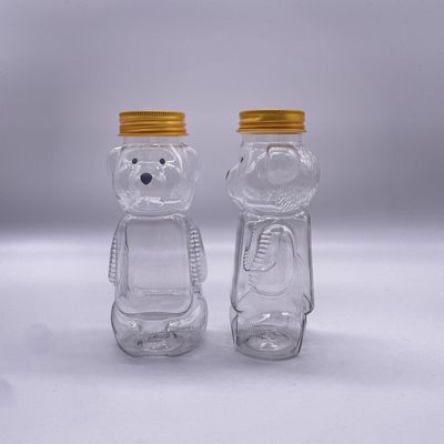 Garrafa de bebidas de plástico de 200 ml em forma de urso com tampa de parafuso de alumínio