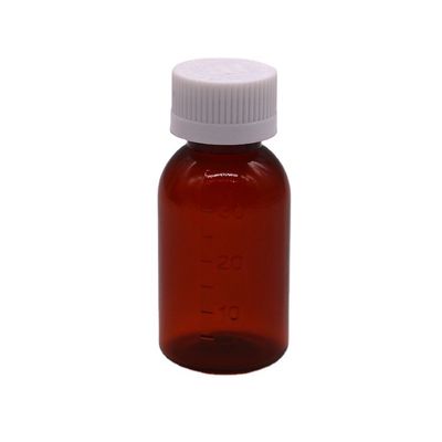 30 ml PET Ambar garrafa líquida de xarope plástico com tampa de parafuso à prova de adulteração Material do corpo PET