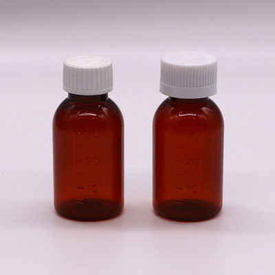 30 ml PET Ambar garrafa líquida de xarope plástico com tampa de parafuso à prova de adulteração Material do corpo PET