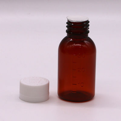 30 ml PET Ambar garrafa líquida de xarope plástico com tampa de parafuso à prova de adulteração Material do corpo PET