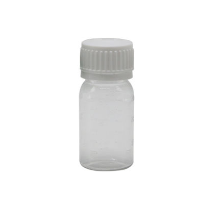 Botelha de 30 ml de medicamento líquido oral PET branco com tampa de segurança e impressão em tela