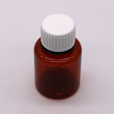 2OZ/60ml/cc PET Marrom Escala de classificação medicamentosa Botão de embalagem líquida para óleo de cigarro