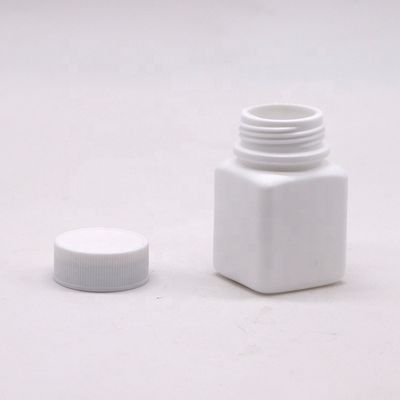Farmacêutico Industrial HDPE 30cc Quadrado Botão de plástico cápsula de pílula com tampa de parafuso