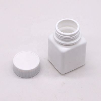 Farmacêutico Industrial HDPE 30cc Quadrado Botão de plástico cápsula de pílula com tampa de parafuso