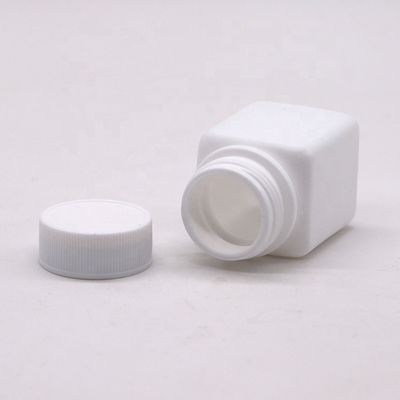 Farmacêutico Industrial HDPE 30cc Quadrado Botão de plástico cápsula de pílula com tampa de parafuso