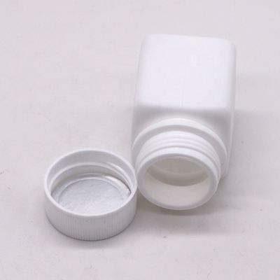 Farmacêutico Industrial HDPE 30cc Quadrado Botão de plástico cápsula de pílula com tampa de parafuso
