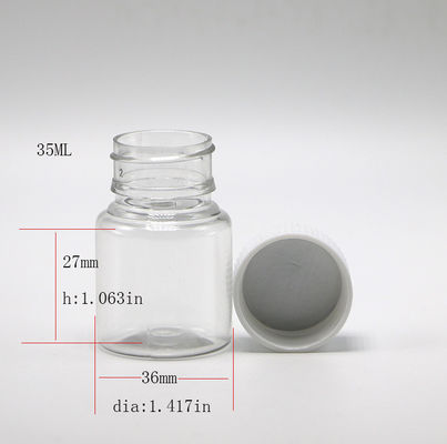 Embalagem Medicinal 35ml PET Botão de pílula de plástico pequeno com tampa de cor personalizável