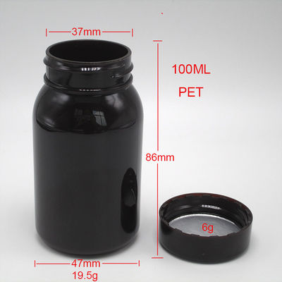 Medicina Industrial 100cc PET Pilhas de garrafas para suplementos vitamínicos de qualidade alimentar