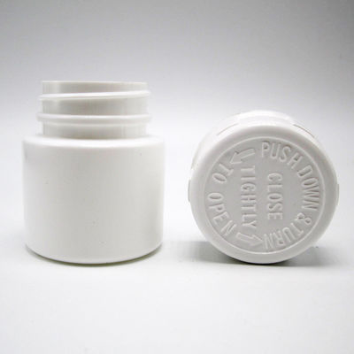 30 ml de HDPE Portátil em pó de plástico branco Pilha de remédio Tabletes Flascas de recipiente com tampa de segurança para crianças