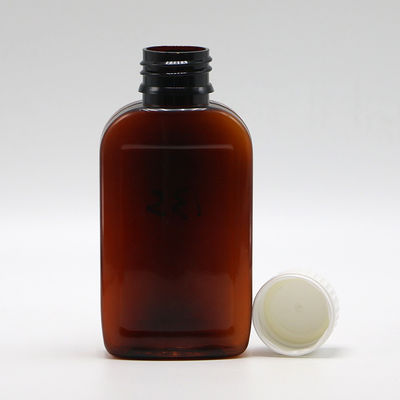100cc PET Ambar/Orange Maple Cough Syrup Flask com Cap CRC e selo térmico