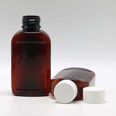 100cc PET Ambar/Orange Maple Cough Syrup Flask com Cap CRC e selo térmico