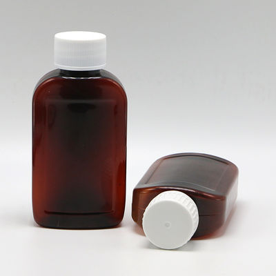 100cc PET Ambar/Orange Maple Cough Syrup Flask com Cap CRC e selo térmico