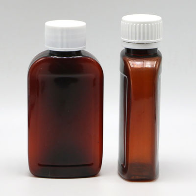 100cc PET Ambar/Orange Maple Cough Syrup Flask com Cap CRC e selo térmico