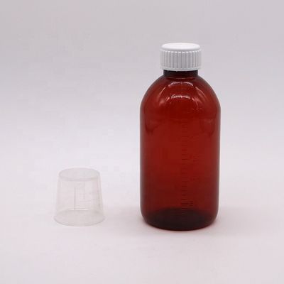250 ml de frasco de medicamento líquido PET Amber com tampa de parafuso e recipiente de medicamentos para farmácia