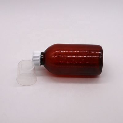250 ml de frasco de medicamento líquido PET Amber com tampa de parafuso e recipiente de medicamentos para farmácia