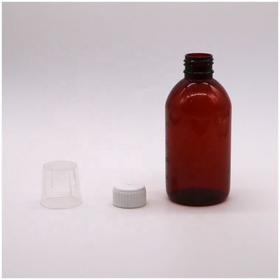 250 ml de frasco de medicamento líquido PET Amber com tampa de parafuso e recipiente de medicamentos para farmácia