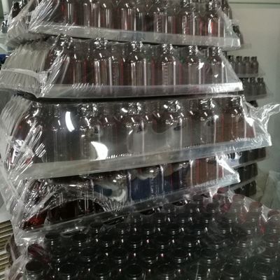 250 ml de frasco de medicamento líquido PET Amber com tampa de parafuso e recipiente de medicamentos para farmácia