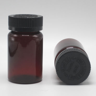 100 ml de PET Ambar Pilha/Vitamina/Cápsula de plástico com tampa de segurança para crianças e tampa de parafuso