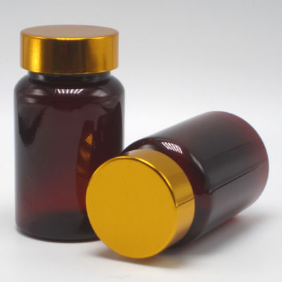 100 ml de PET Ambar Pilha/Vitamina/Cápsula de plástico com tampa de segurança para crianças e tampa de parafuso