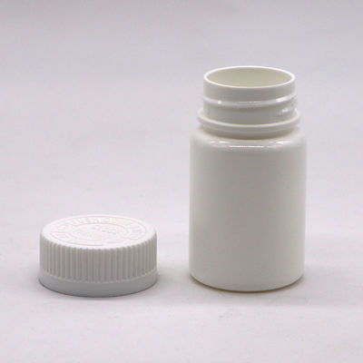 50 mL PE Botão de plástico HDPE de forma redonda para medicamentos Armazenamento de cápsulas de comprimidos sólidos