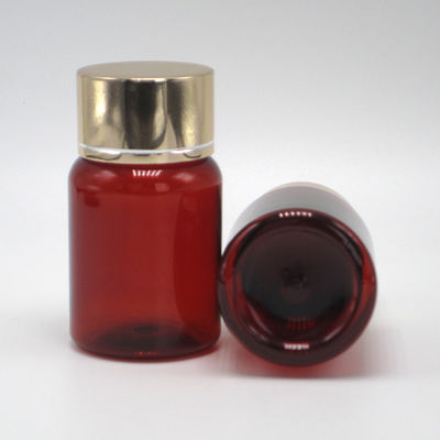 40 ml/1.3 oz Ambre PET Pilha Cápsula Garrafa de Óleo de Peixe com tampa de parafuso de alumínio de prata