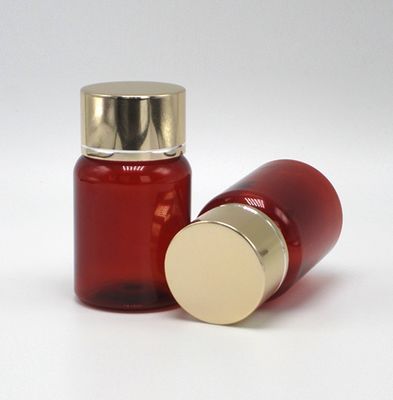 40 ml/1.3 oz Ambre PET Pilha Cápsula Garrafa de Óleo de Peixe com tampa de parafuso de alumínio de prata
