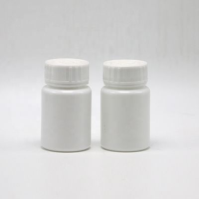 Recipiente de comprimidos de plástico branco portátil de 30 ml de capacidade em HDPE com tampa de segurança para crianças