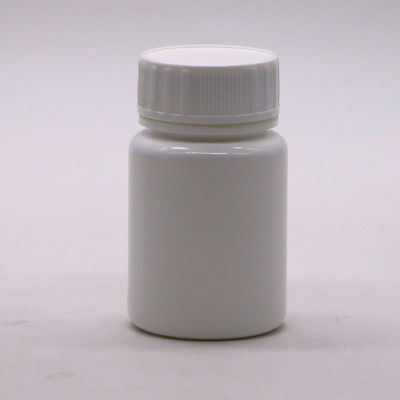 Recipiente de comprimidos de plástico branco portátil de 30 ml de capacidade em HDPE com tampa de segurança para crianças