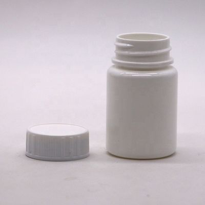 Recipiente de comprimidos de plástico branco portátil de 30 ml de capacidade em HDPE com tampa de segurança para crianças