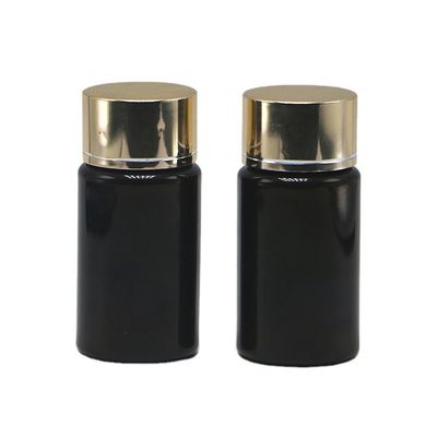GMP 50ML PET Plastic Medicine Tablet Pill Bottle Container com tampa revestida de ouro e prata